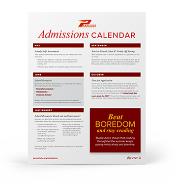 Admissions Calendar and Month-by-Month Application Guide